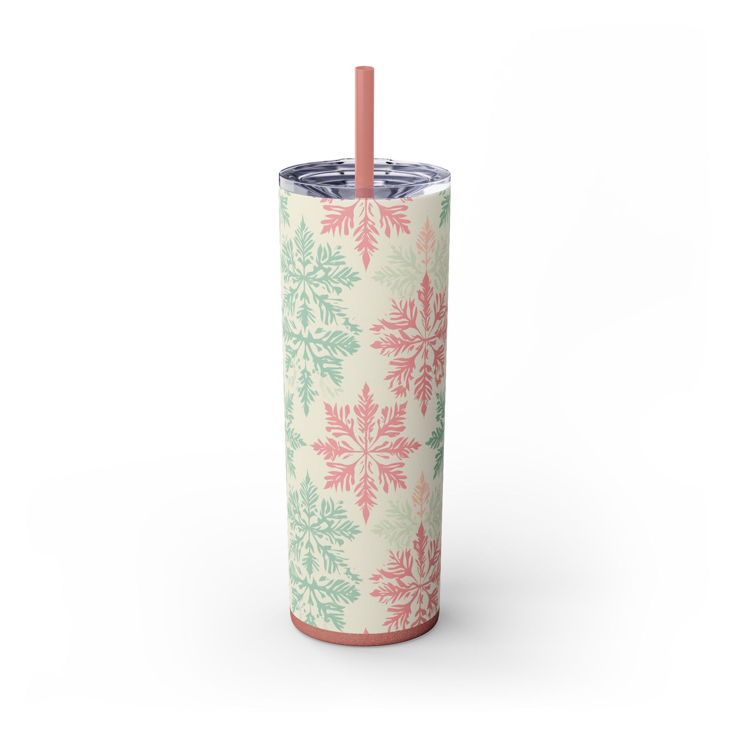 Winter Wonderland Skinny Tumbler, Snowflake Drink Container, Holiday Travel Mug, Christmas Gift, Festive Beverage Holder, Seasonal Coaster