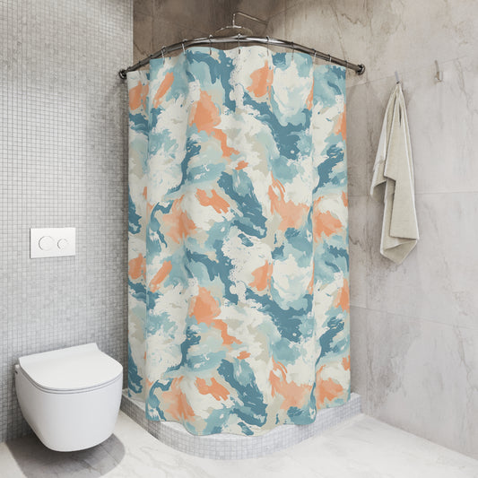 Abstract Coastal Shower Curtain, Bohemian Bathroom Decor, Ocean Vibe Home Accessory, Beach House Gift, Tropical Wave Design