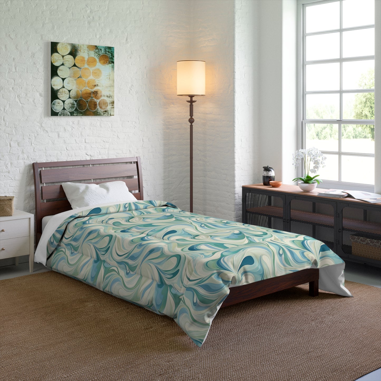 Swirling Ocean Comforter - Cozy Home Bedding, Vibrant Décor, Bohemian Style, Perfect Gift for Housewarming, All Seasons Use