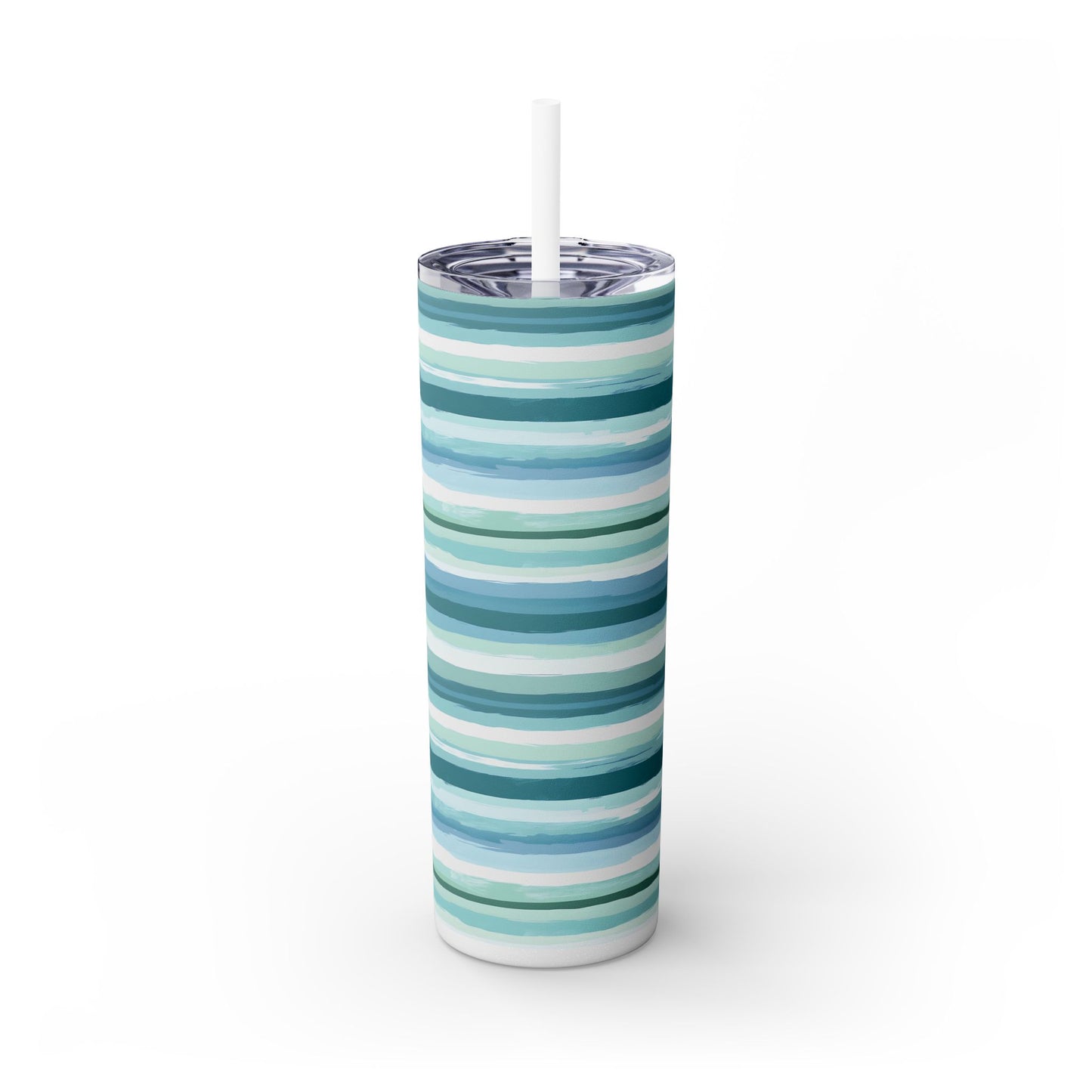 Chic Striped Skinny Tumbler with Straw, 20oz - Perfect for Summer, Travel, Office, Gifts, and Eco-Friendly Sips