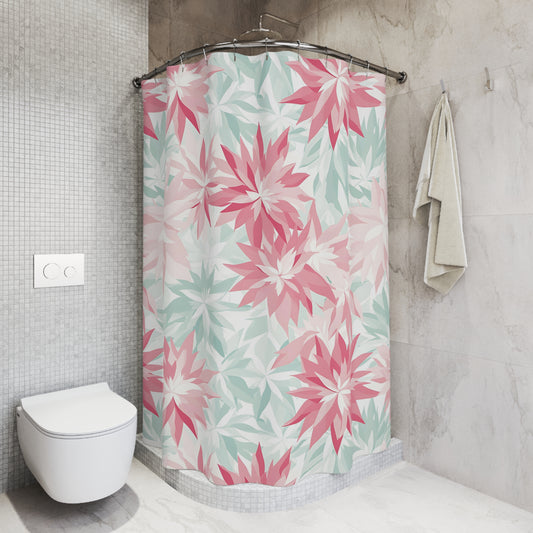 Botanical Shower Curtain, Floral Bathroom Decor, Tropical Inspired Home, Modern Style, Gift for Her, Winter Snowflakes Vibes