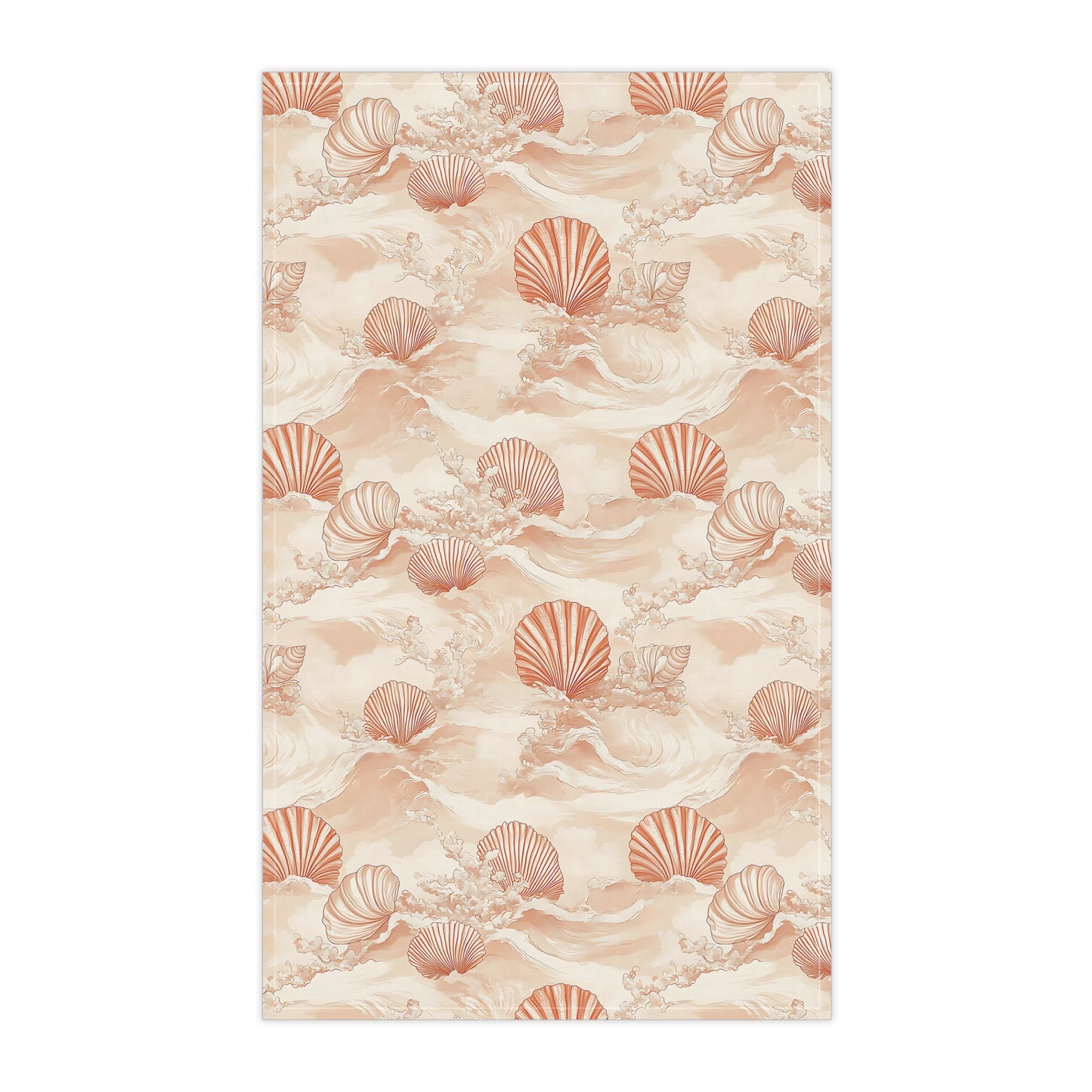 Coastal Shell Pattern Tea Towels, Nautical Kitchen Decor, Beach House Gift, Boho Home, Summer Table Setting, Ocean Theme