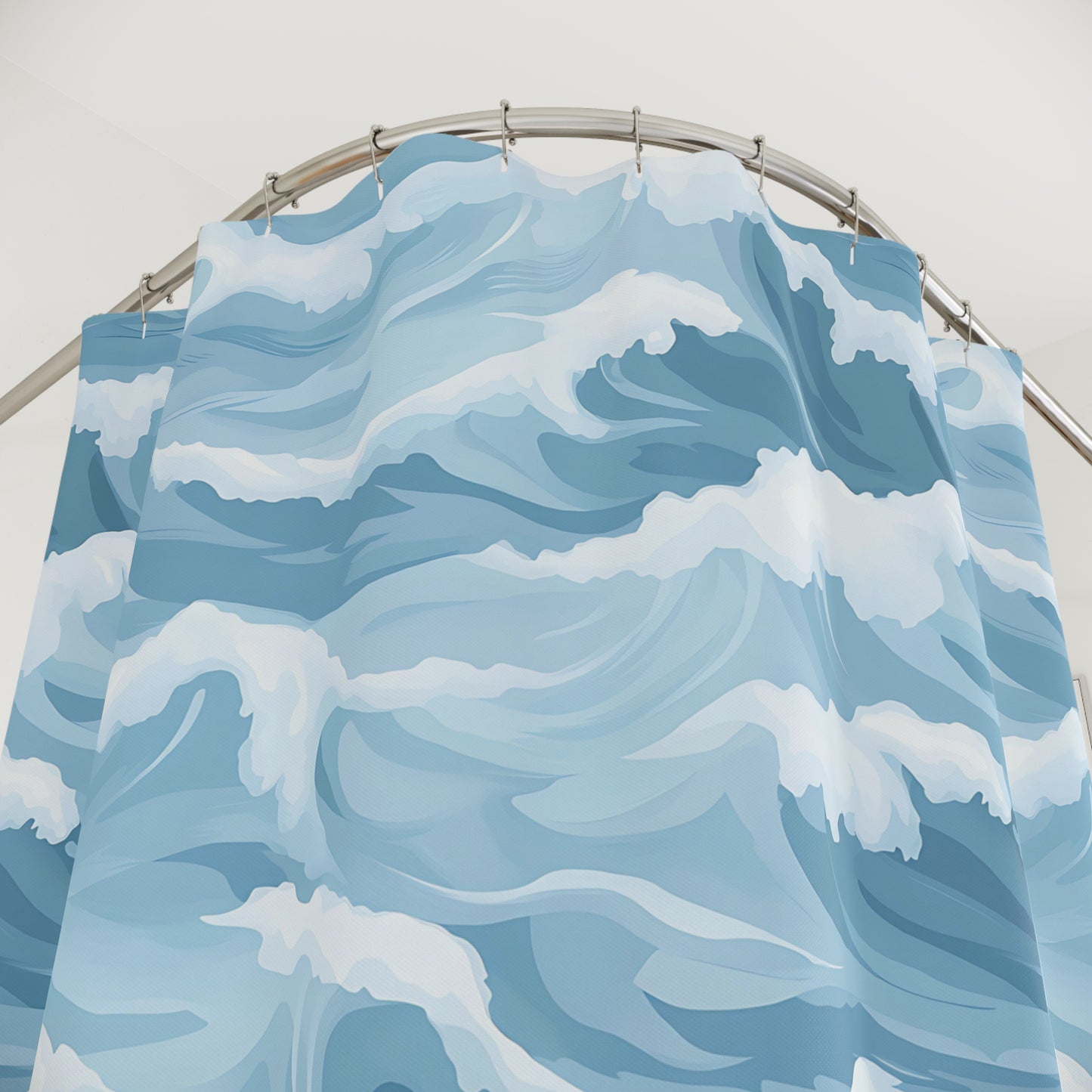 Ocean Waves Shower Curtain, Nautical Bathroom Decor, Coastal Home Accessories, Beachy Vibes, Wave Pattern Curtains, Gifts for Beach Lovers