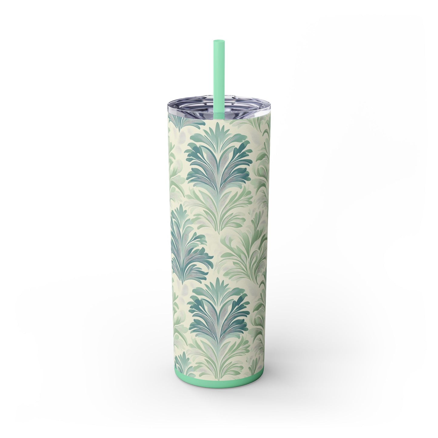 Elegant Floral Skinny Tumbler with Straw, Perfect for Daily Hydration, Eco-Friendly Drinkware, Gifts for Her, Birthday Cup, Coffee Lover