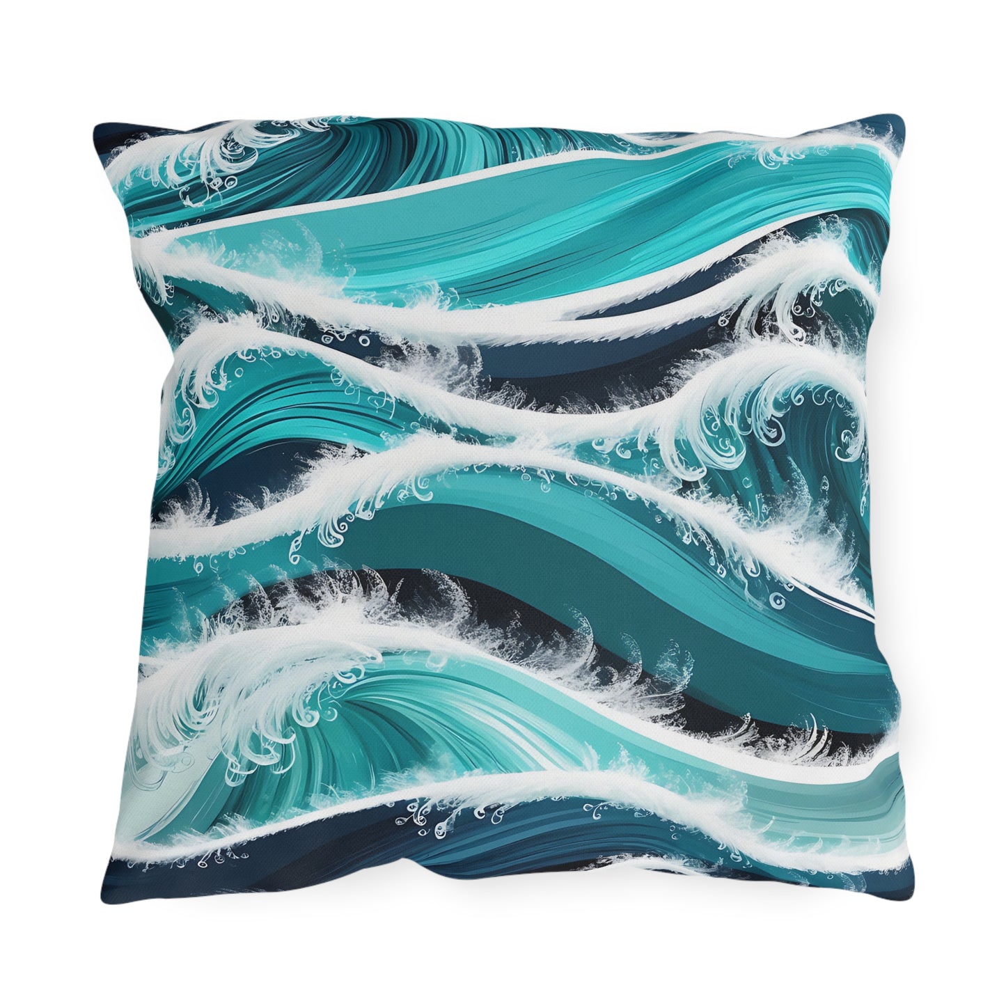 Outdoor Pillows - Ocean Waves Beach Coastal Decor, Nautical Pillow Cover, Summer Patio Cushion, Tropical Outdoor Throw Pillow, Seaside