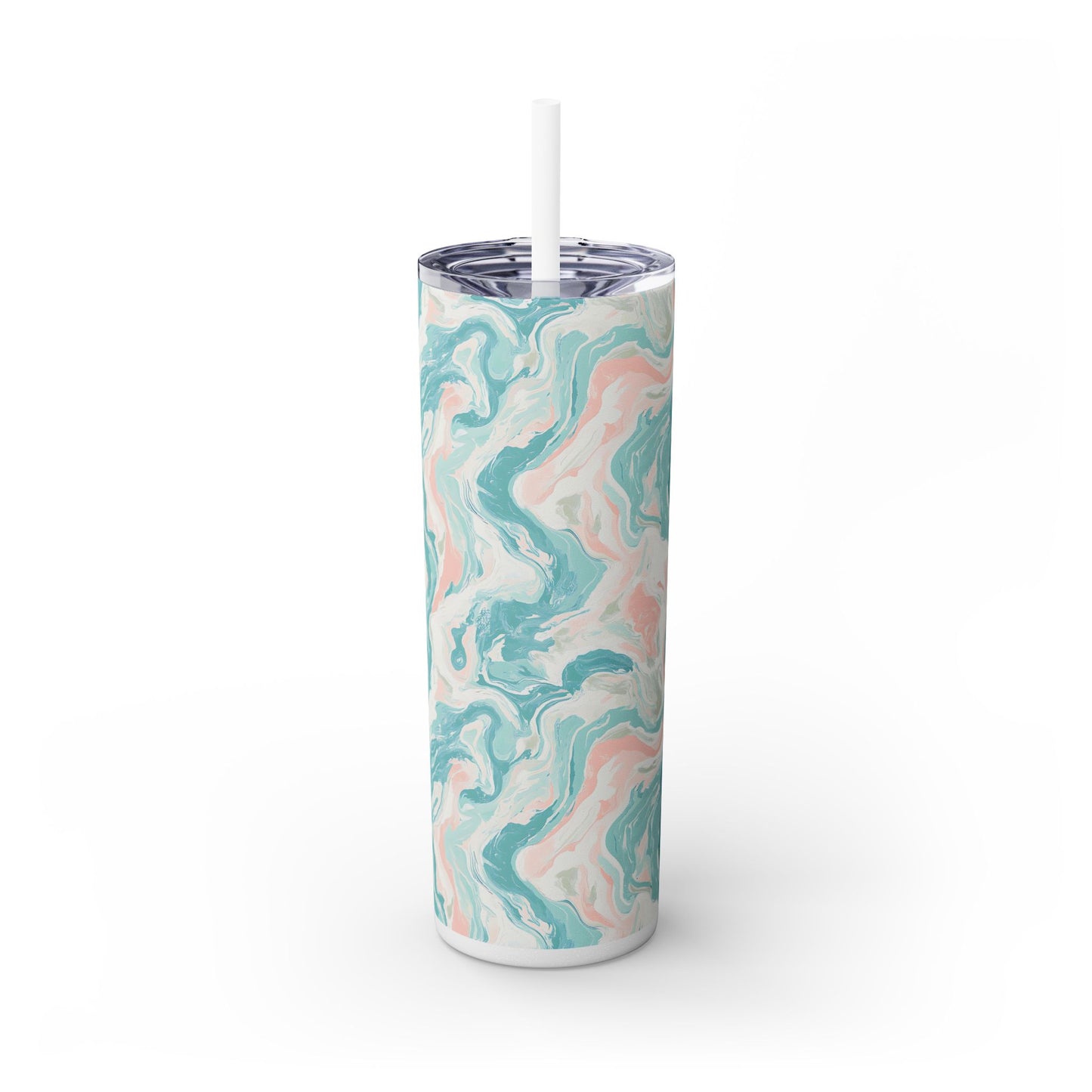 Marbled Skinny Tumbler with Straw, 20oz | Eco-Friendly Drinkware for Everyday Use, Gift for Her, Stylish Hydration