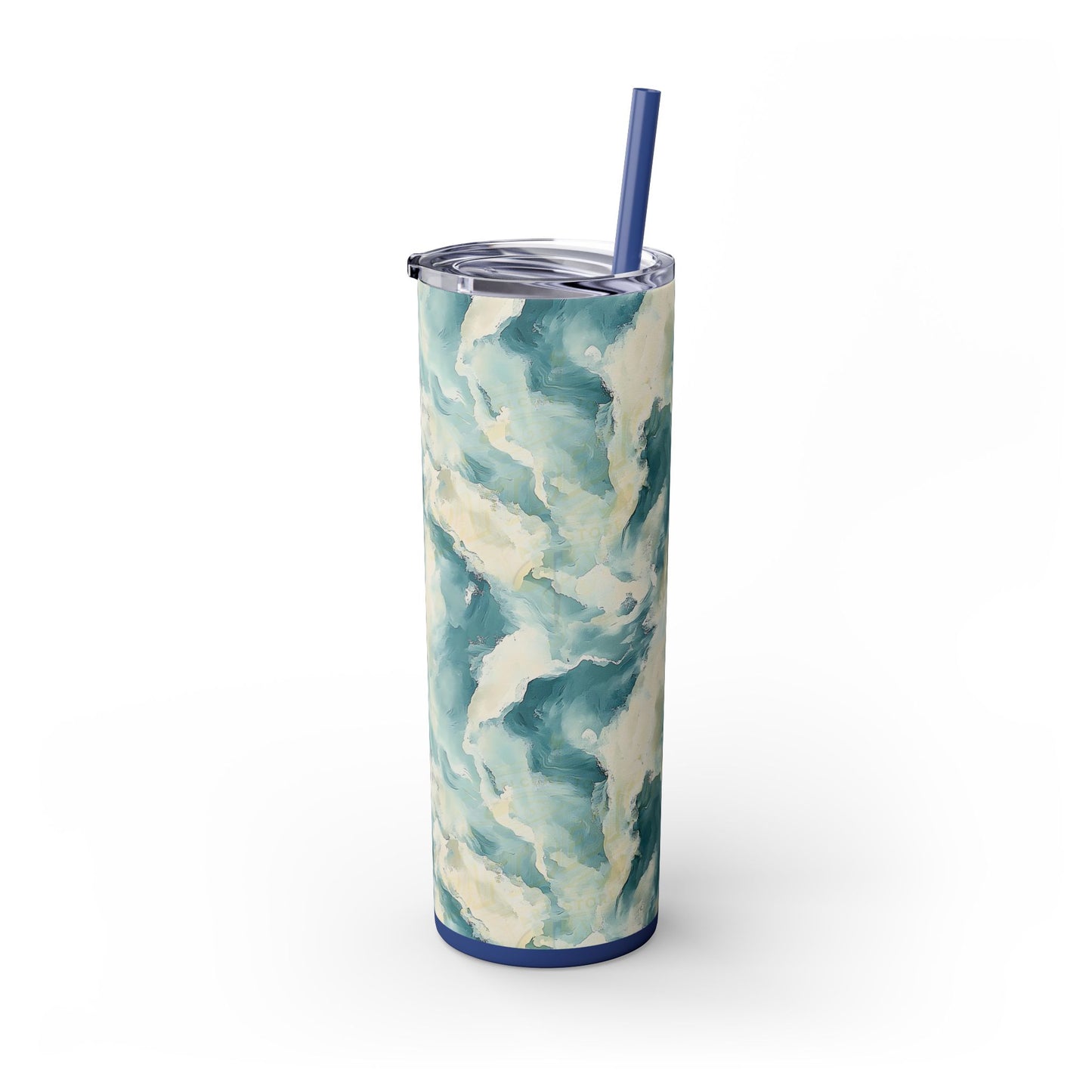 Serene Ocean-Inspired Skinny Tumbler with Straw, 20oz - Perfect for Home, Travel, Parties, Gifts, Summer Events, and Hydration