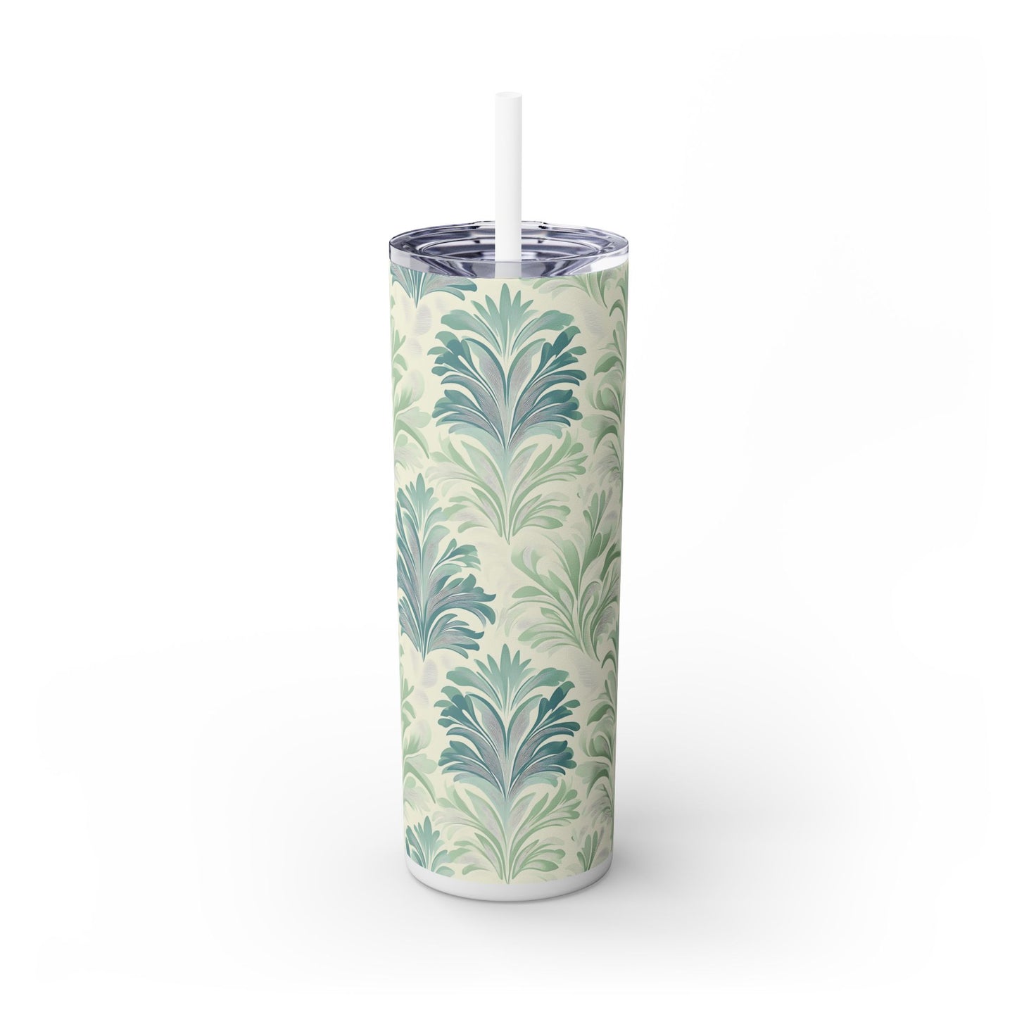 Elegant Floral Skinny Tumbler with Straw, Perfect for Daily Hydration, Eco-Friendly Drinkware, Gifts for Her, Birthday Cup, Coffee Lover