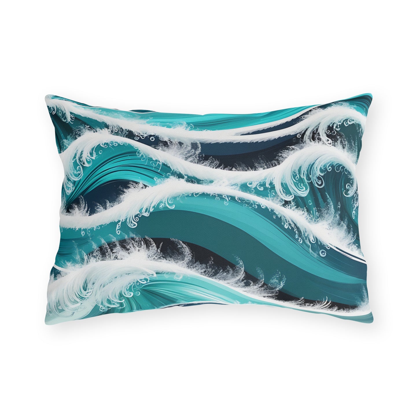 Outdoor Pillows - Ocean Waves Beach Coastal Decor, Nautical Pillow Cover, Summer Patio Cushion, Tropical Outdoor Throw Pillow, Seaside