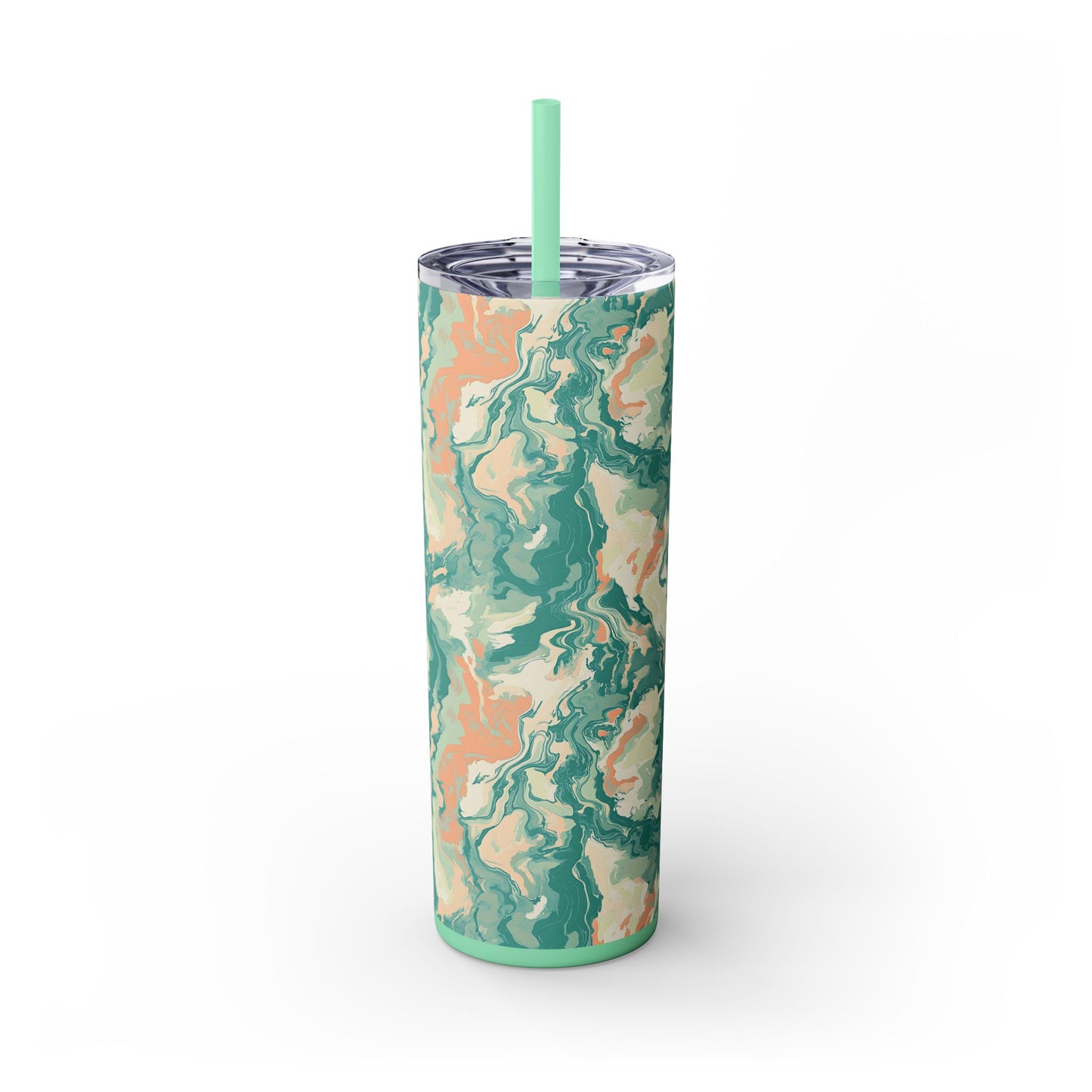 Marble Skinny Tumbler with Straw, 20oz | Stylish Beverage Container, Perfect Gift for Coffee Lovers, Summer Refreshment