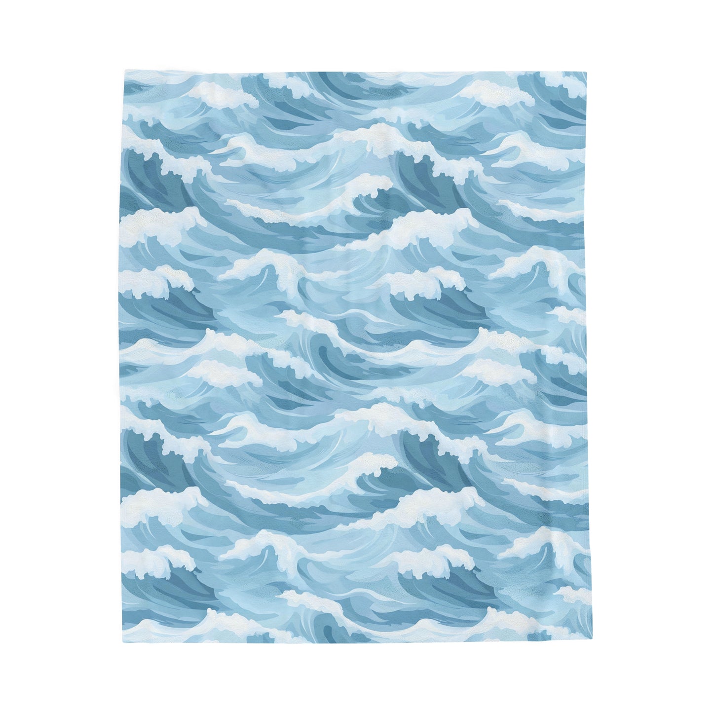 Ocean Waves Velveteen Plush Blanket - Cozy Throw for Home, Beach Lover Gift, Summer Decor, Nautical Theme, Beach House